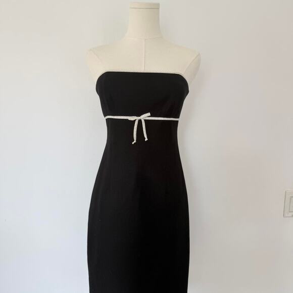 LAUNDRY BY SHELLI SEGAL STRAPLESS BLACK BABYDOLL DRESS - Picture 5 of 8